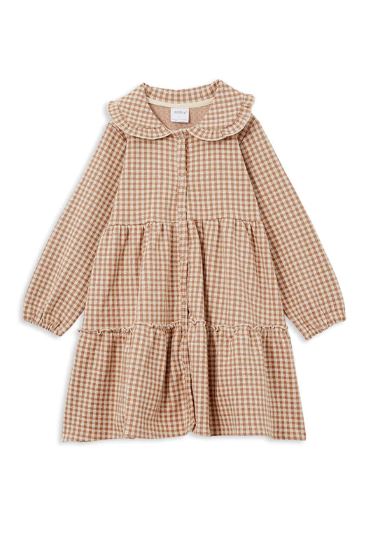 MILKY Check Tiered Collared Dress - Little Hero Kids