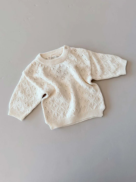 Freckles By Fo - Mila Pointelle Cotton Sweater - Little Hero Kids