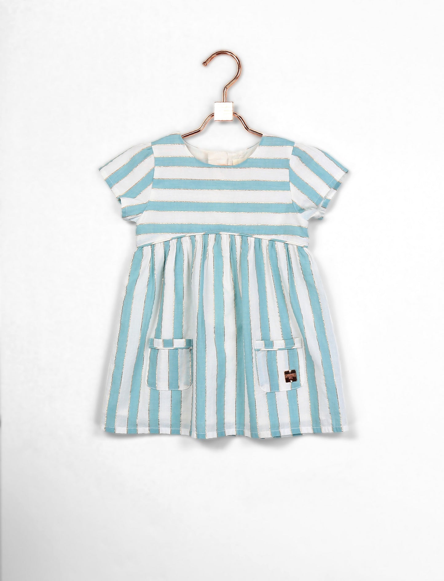 Mint Foil Stripe Dress, Carrément Beau - Little Hero Kids