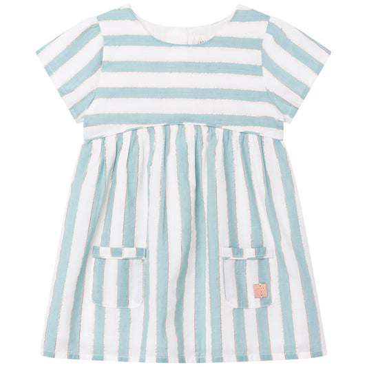 Mint Foil Stripe Dress, Carrément Beau - Little Hero Kids