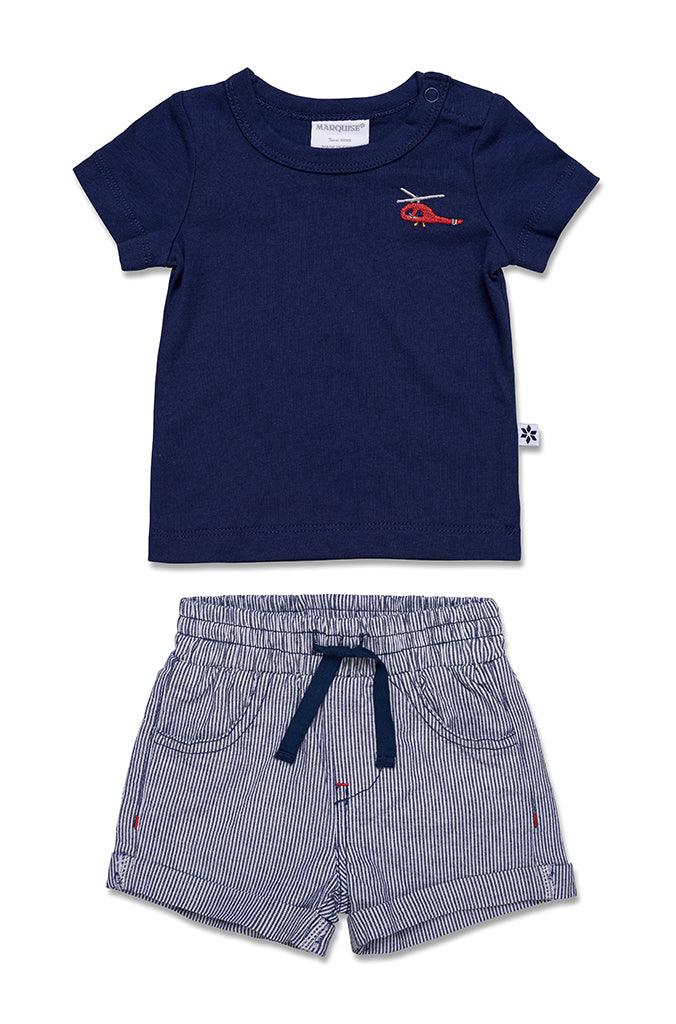 Helicopter Tee and Stripe short set - Little Hero Kids